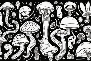 A cat that tripping on magic mushroom tattoo idea