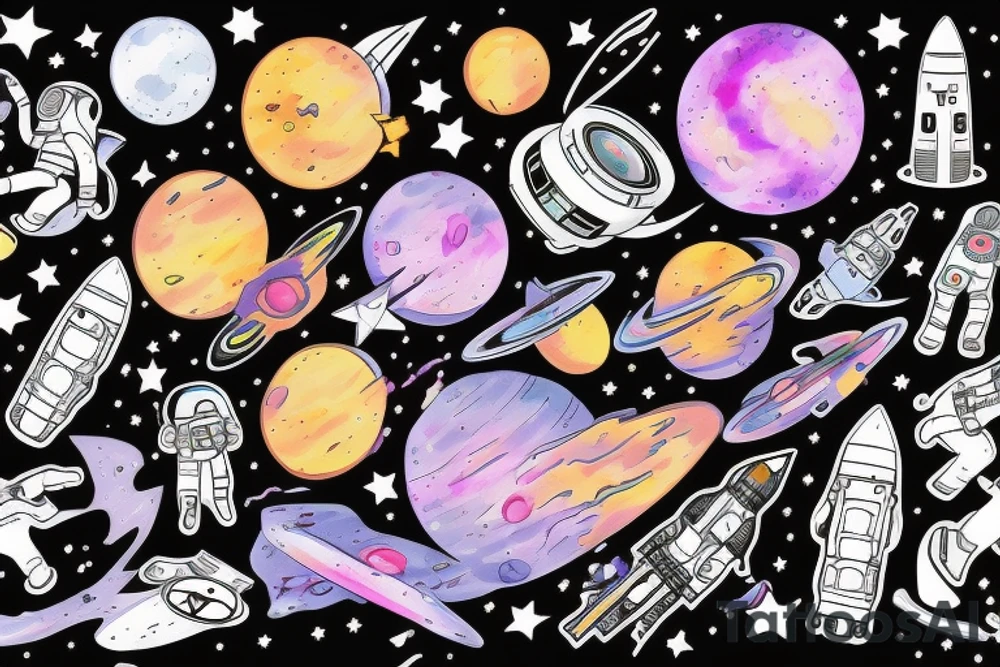 astronaut lost in galaxy tattoo idea