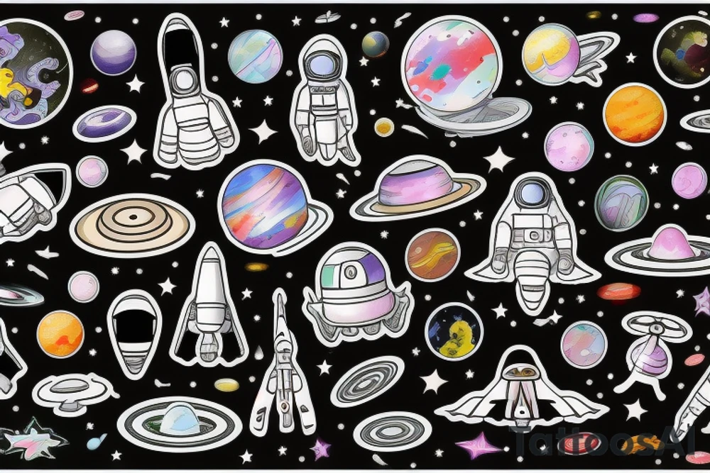 astronaut lost in galaxy tattoo idea