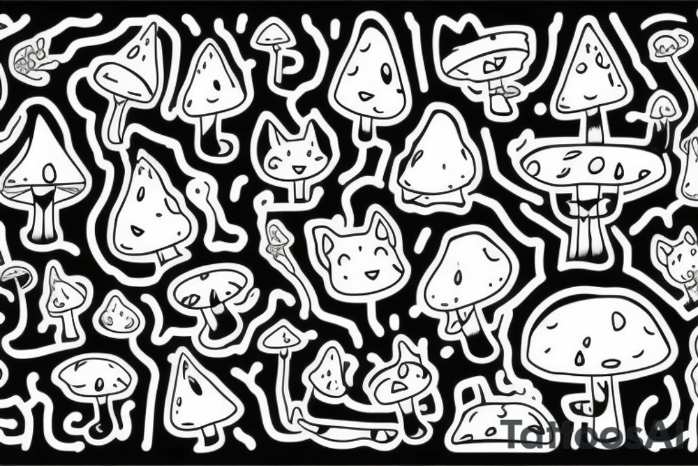 A cat that tripping on magic mushroom tattoo idea