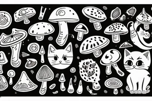 A cat that tripping on magic mushroom tattoo idea