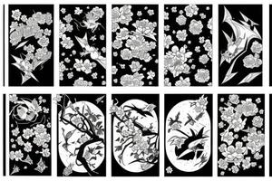 Bat, moon, lightning, flowers tattoo idea
