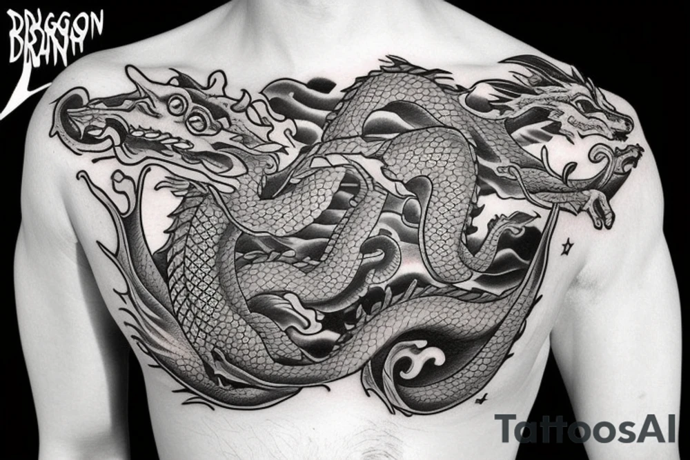 A dragon on a sunset beach tattoo idea