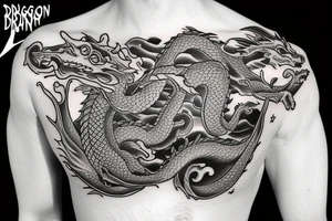 A dragon on a sunset beach tattoo idea