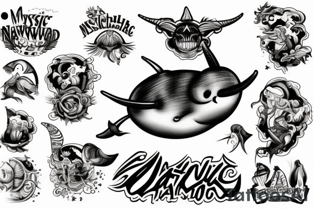 A mystic narwhal tattoo idea