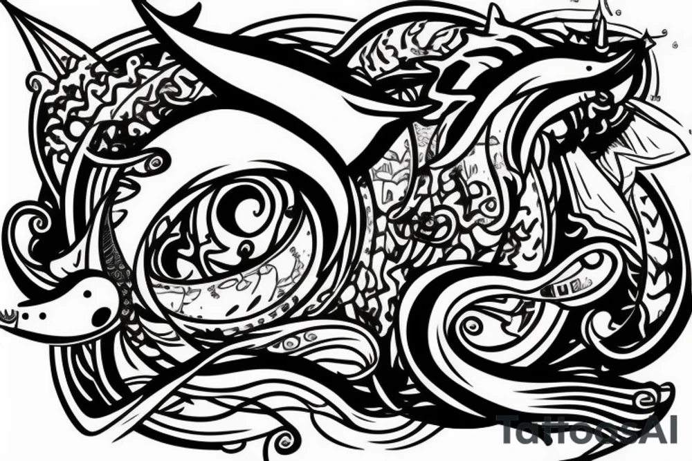 A mystic narwhal tattoo idea