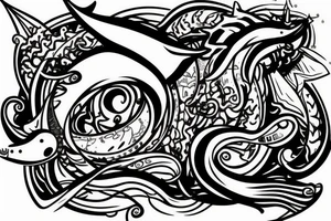 A mystic narwhal tattoo idea