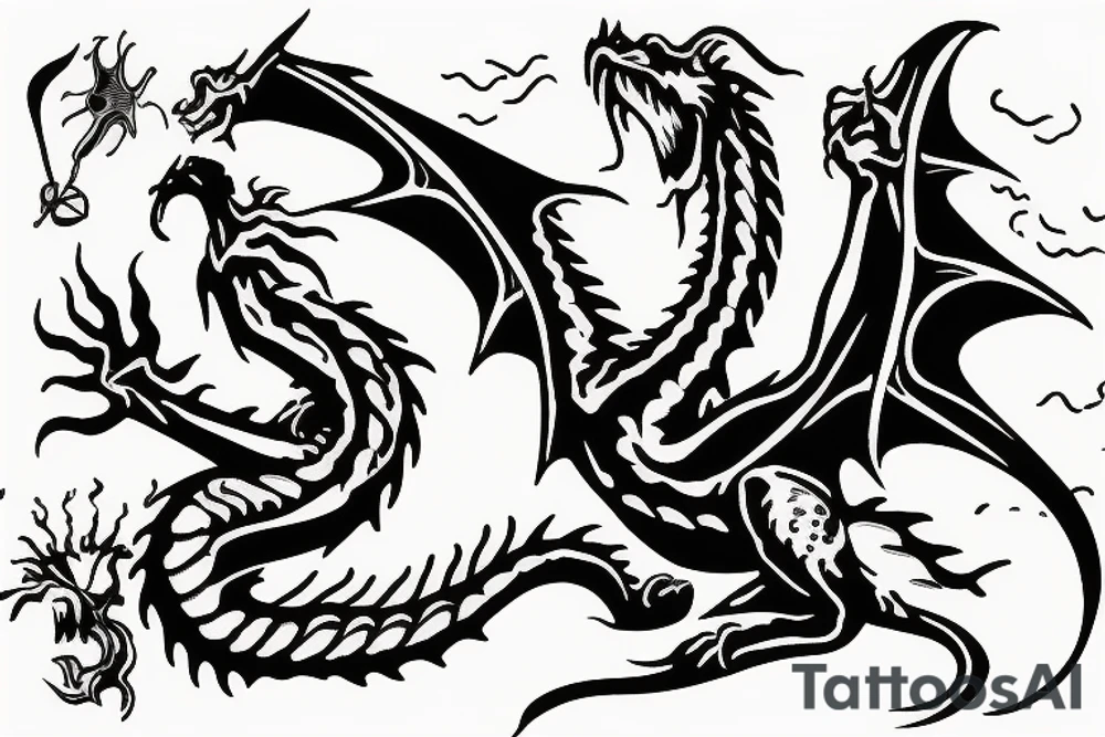 Dragon on a beach tattoo idea