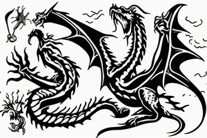 Dragon on a beach tattoo idea