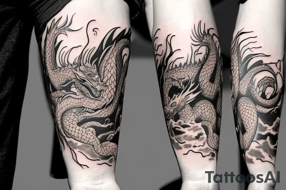 A dragon on sunny beach tattoo idea
