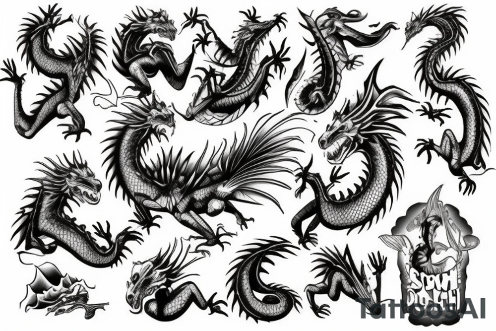 A dragon on sunny beach tattoo idea
