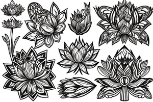 A lotus with a lot of ornamental elements, unique but gorgeous and beautiful. Full bright tattoo idea