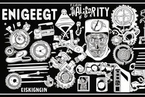 the word ENGINEER using two pin tattoo idea