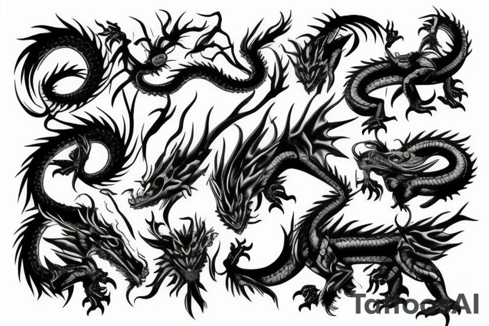 Dragon and bull tattoo idea