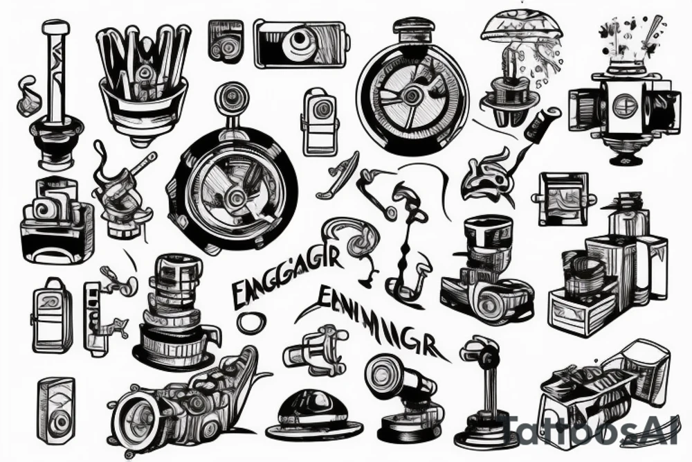 the word ENGINEER uses two pin tattoo idea