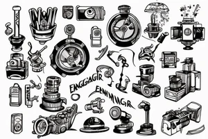 the word ENGINEER uses two pin tattoo idea