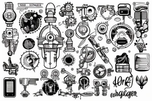 the word ENGINEER uses two pin tattoo idea