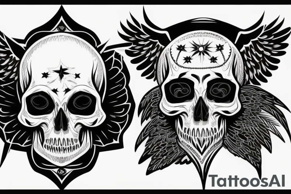 skull with eagle tattoo idea