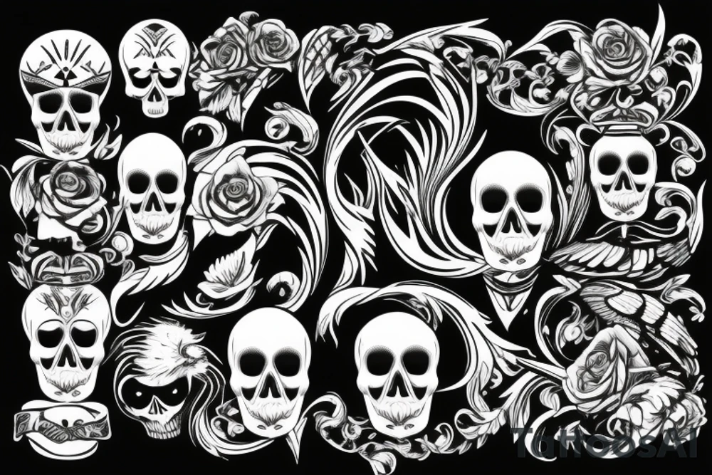 skull with eagle tattoo idea