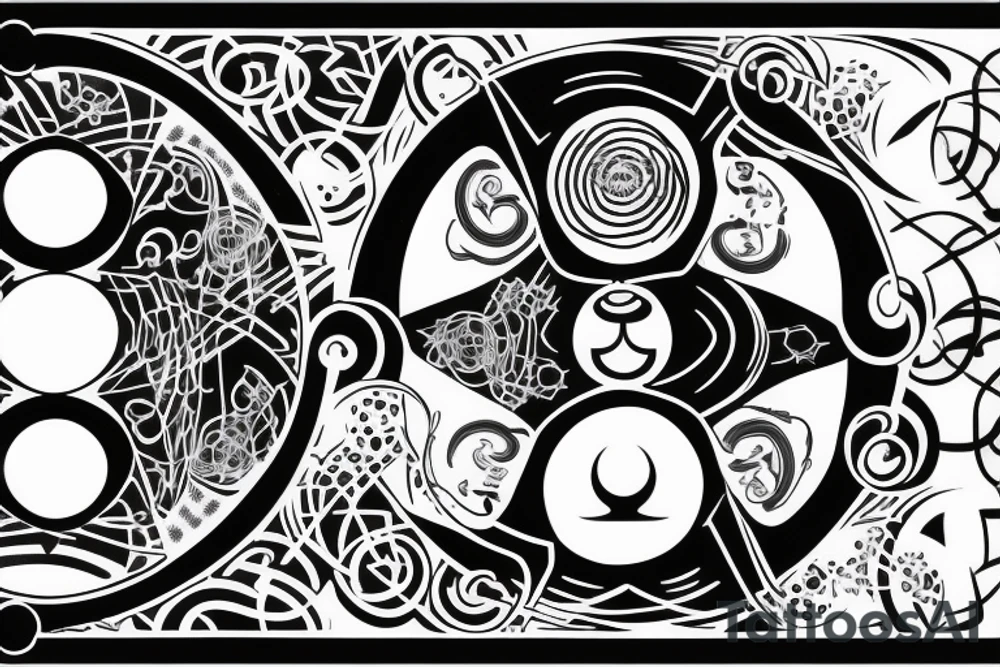 quantum mechanic with uncertainty principle formula to show yin yang and polarity to entanglement of universe tattoo idea