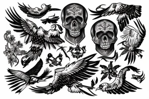 skull with eagle tattoo idea
