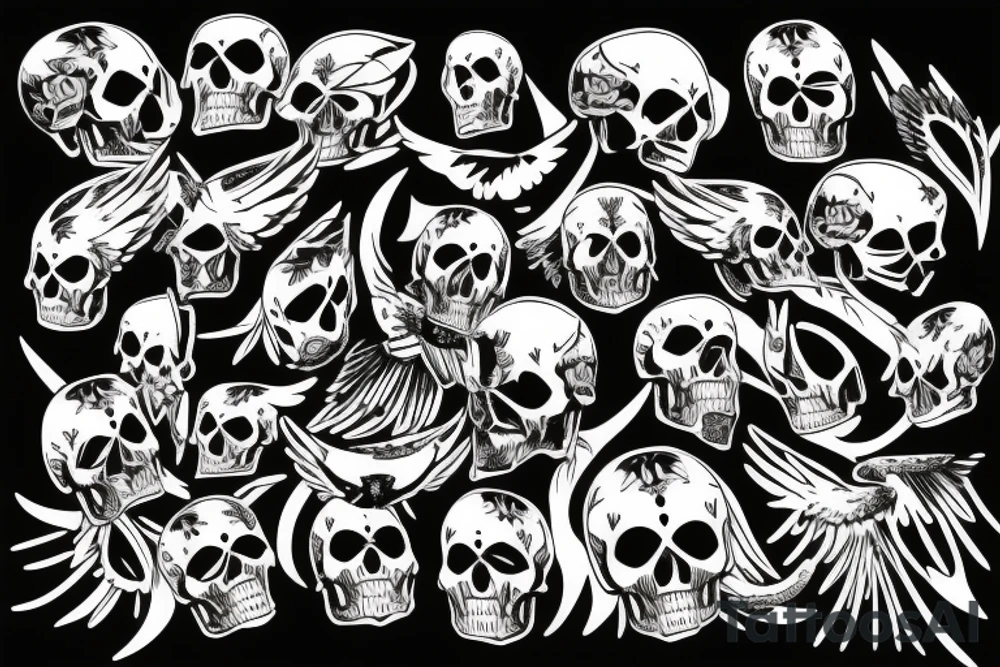 skull with eagle tattoo idea