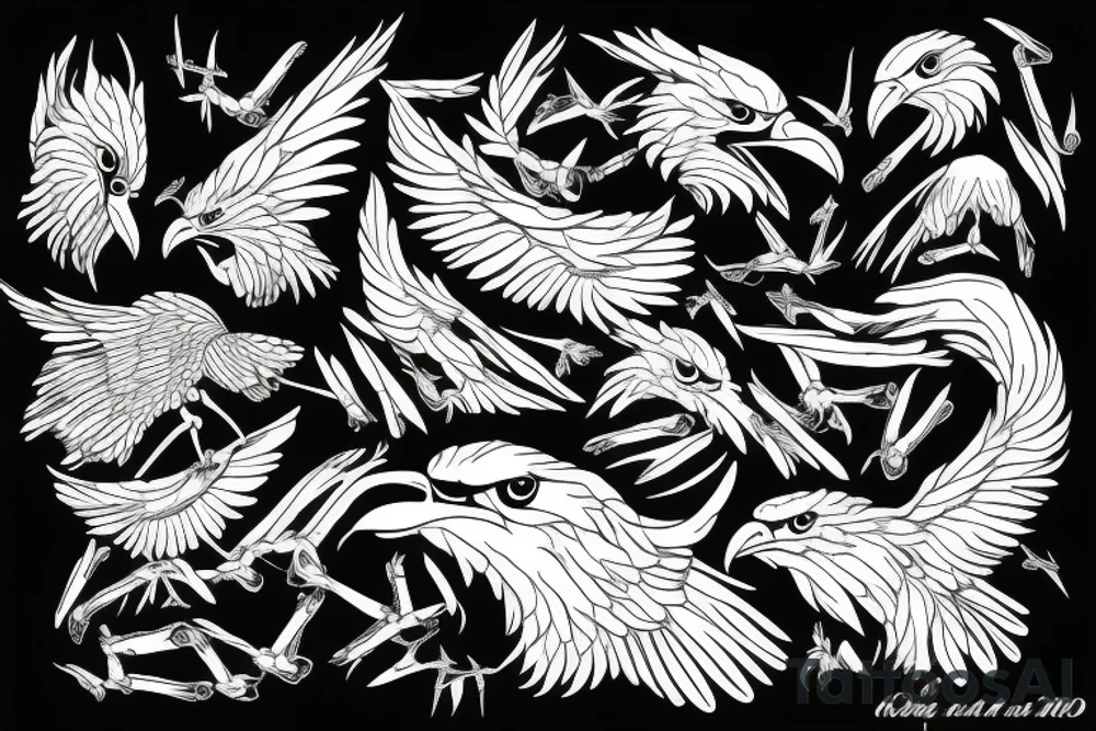 Black ant with eagle tattoo idea