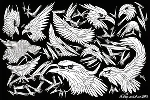 Black ant with eagle tattoo idea