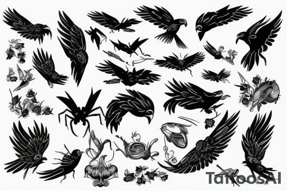 Black ant with eagle tattoo idea