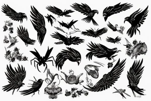 Black ant with eagle tattoo idea