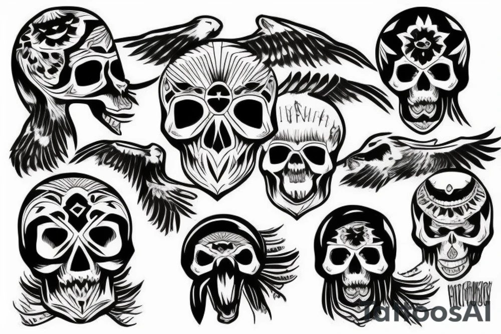 skull in eagle tattoo idea
