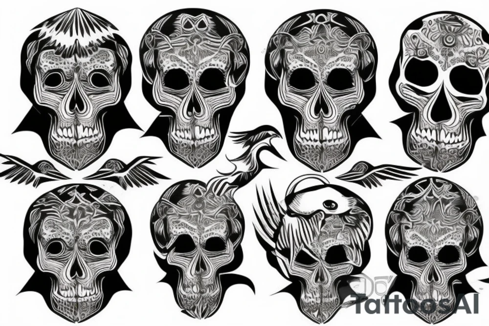 skull in eagle tattoo idea