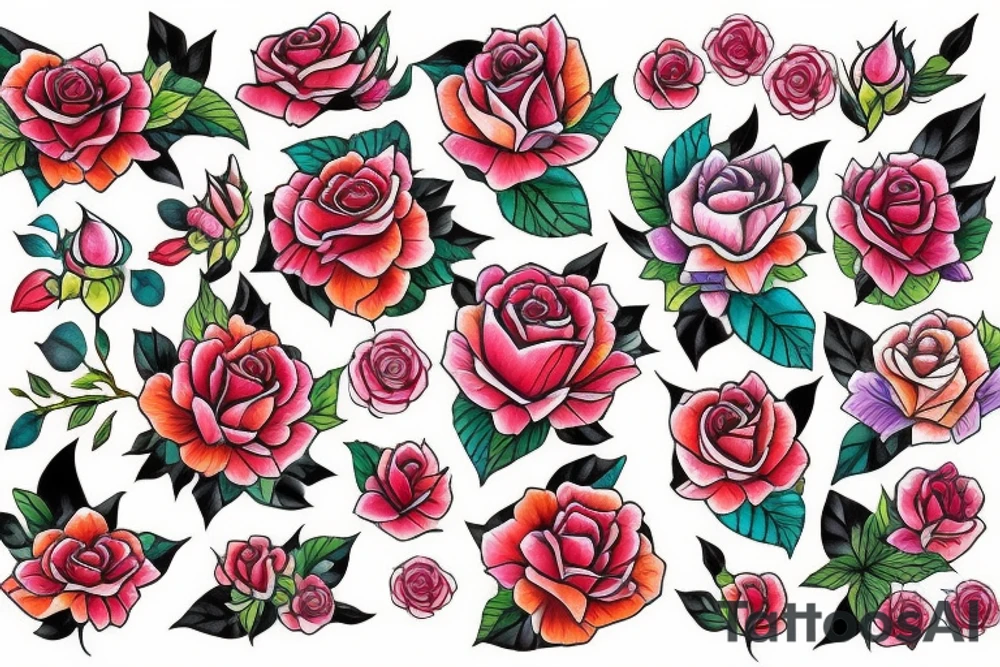 a flower any, except roses with lots of oriental elements. Full bright tattoo idea