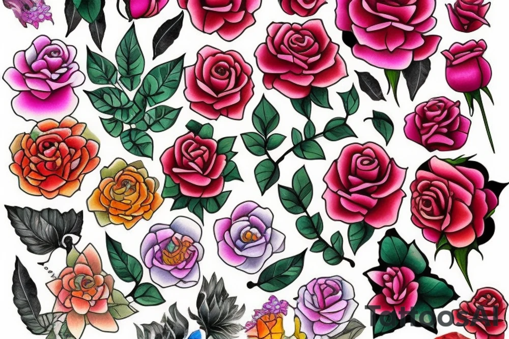 a flower any, except roses with lots of oriental elements. Full bright tattoo idea