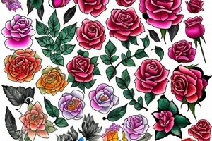 a flower any, except roses with lots of oriental elements. Full bright tattoo idea