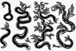 Snake and apple on a tree branch tattoo idea
