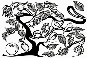 Snake and apple on a tree branch tattoo idea