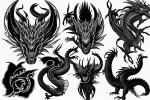 Good detailed Dragon and angry bull looking in opposite directions tattoo idea