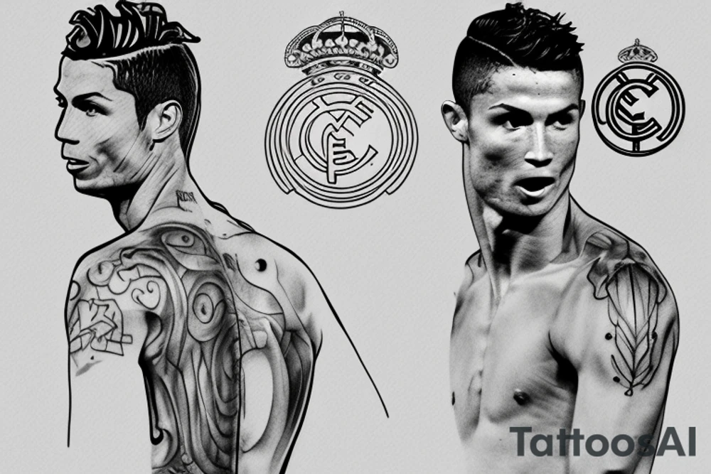 Cristiano ronaldo in real Madrid kit and siiu tattoo idea