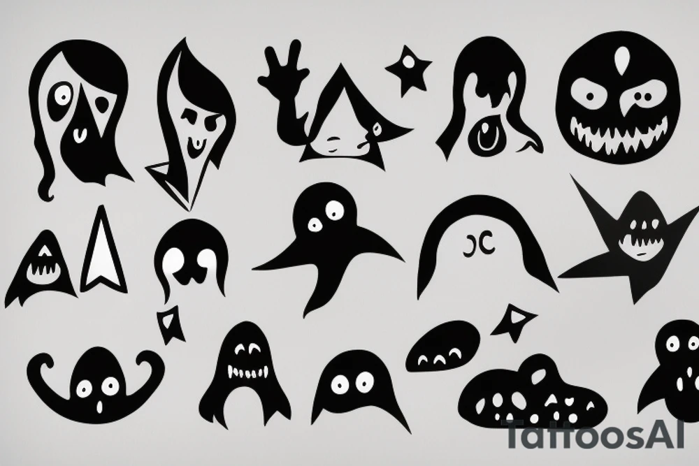 a minimal and modern ghost tattoo idea