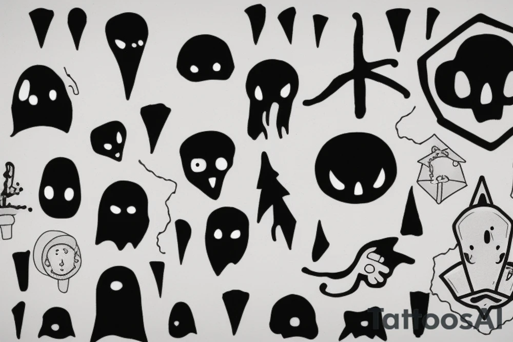 a minimal and modern ghost tattoo idea