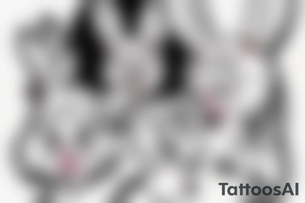 lola bunny with uzi in hand showing middle finger tattoo idea