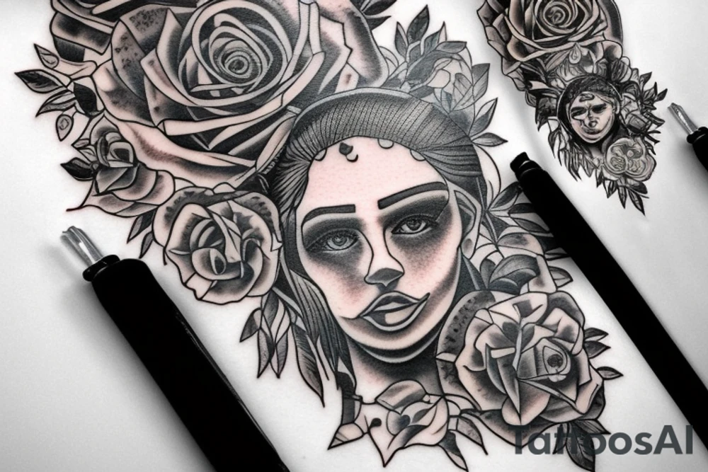 Memorial tattoo for passed friend named faraz with a car and a road and a rose tattoo idea