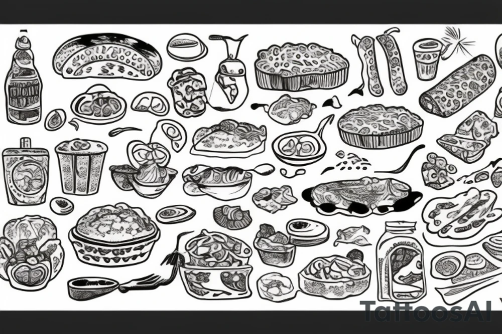 Doodle-art about Russian food tattoo idea