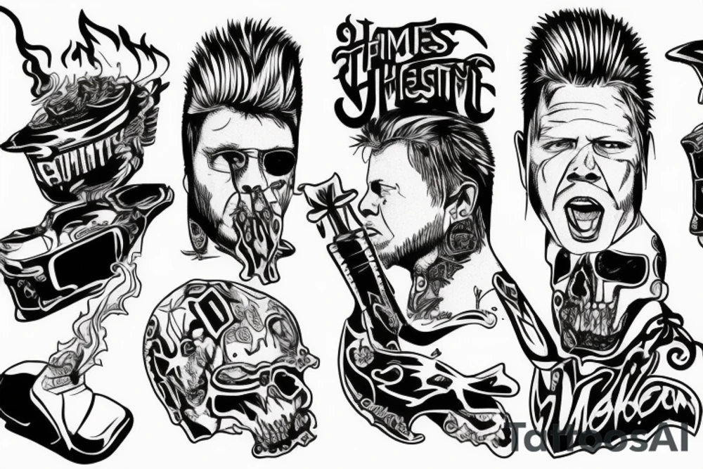 james hetfield with a flame and motorcycle tattoo idea