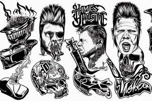 james hetfield with a flame and motorcycle tattoo idea