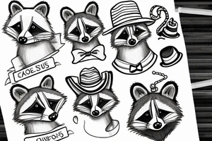 A raccoon in a hat tattoo idea