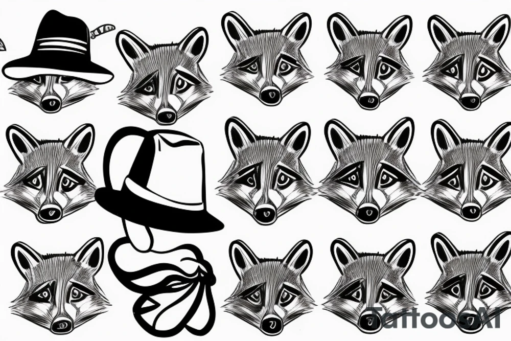 A raccoon in a hat tattoo idea