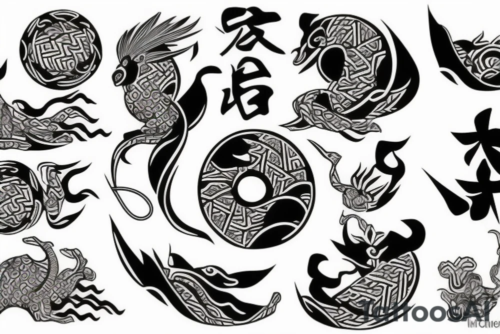 Japanese elements tattoo idea