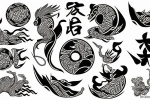 Japanese elements tattoo idea